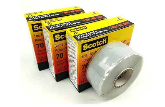 Self Fusing Silicone Rubber Tape Listrik Suhu Tinggi 70 0.3mm