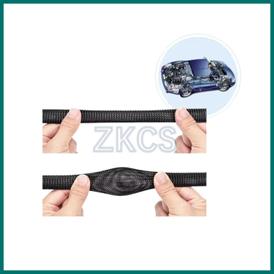 Good PET Expandable Cable Braided Sleeve/Telescopic Braided Sleeve/Black Braided Wire Sleeve